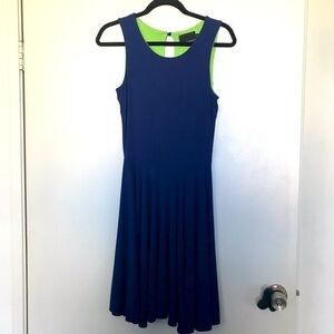 Cynthia Rowley Sleeveless Knit A line Dress Cobalt Blue/lime green  Size S